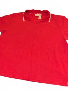 Vintage Villager Sport Liz Claiborne Red Polo V-Neck